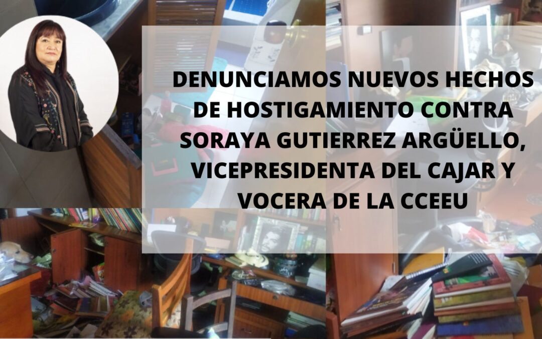 Denunciamos nuevos hechos de hostigamiento contra Soraya Gutierrez Argüello, vicepresidenta del Cajar y vocera de la Cceeu
