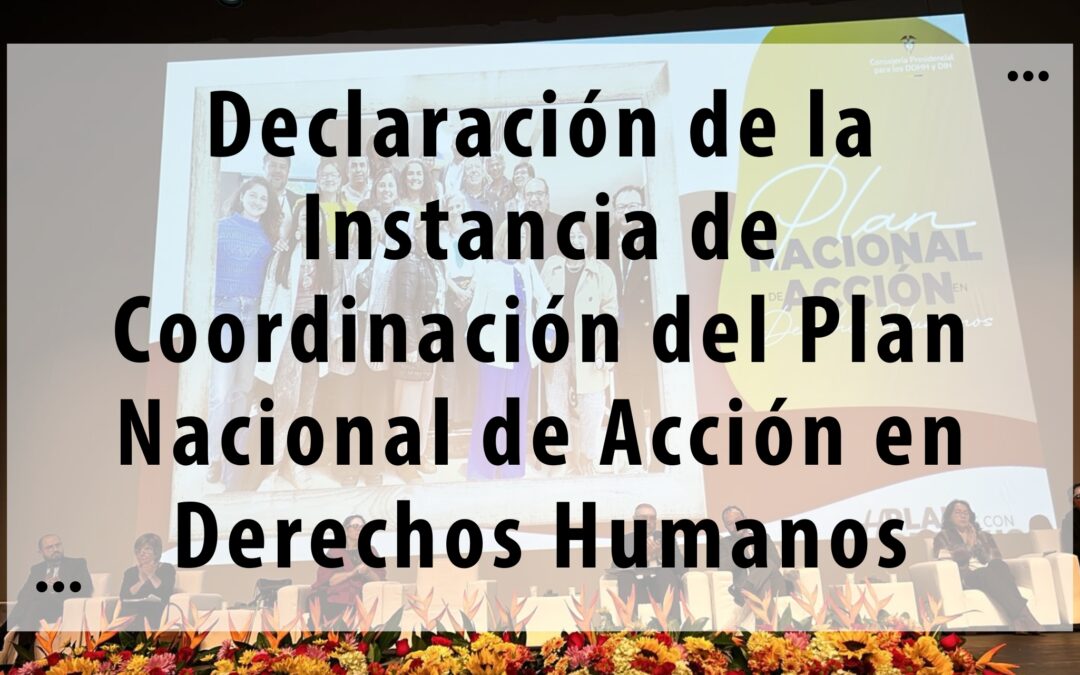 Declaración de la Instancia de Coordinación del Plan Nacional de Acción en Derechos Humanos