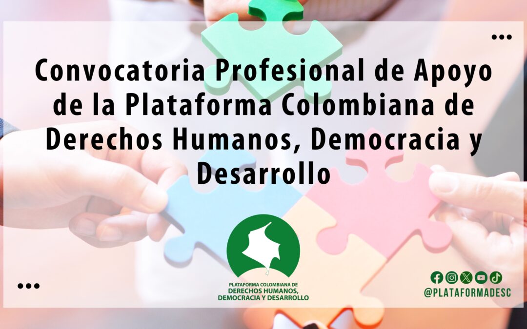 Convocatoria Profesional de Apoyo de la Plataforma Colombiana de Derechos Humanos, Democracia y Desarrollo